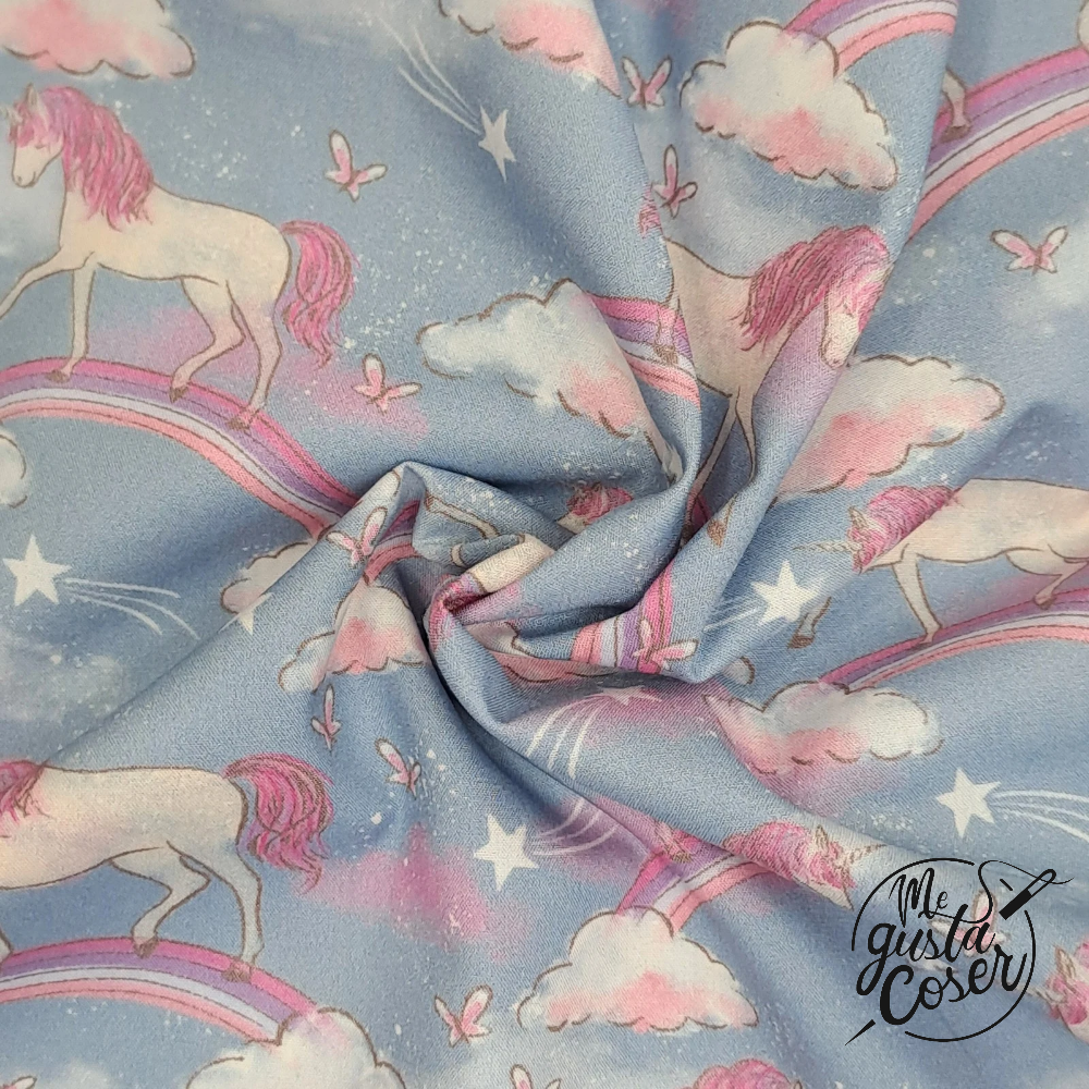 Tela popelin algodón estampado Unicornio rosa Unicorn Dreams