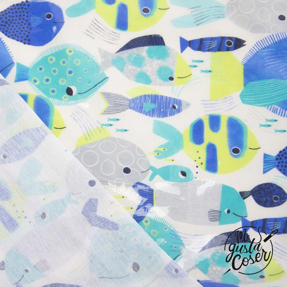 Tela algodón laminado Peces