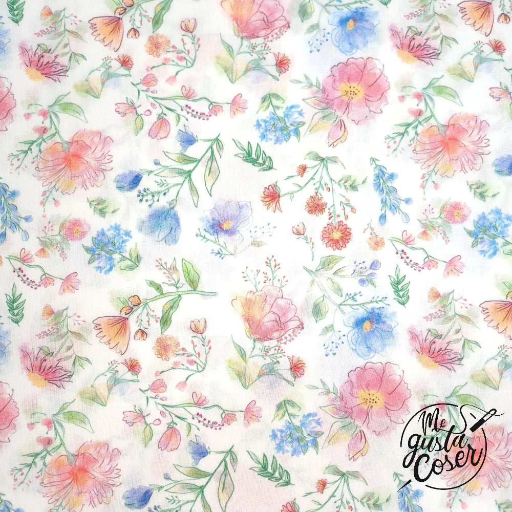 Tela Voile algodón Berta floral