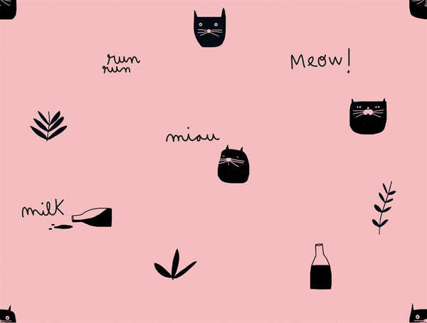 Tela Jersey Pink Milk Meow