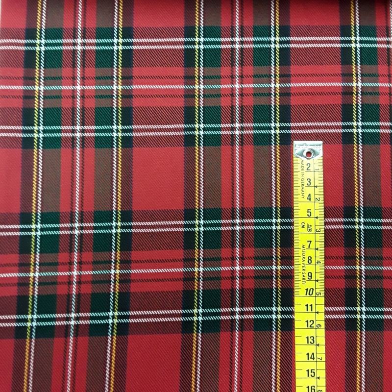 Tela de franela de cuadros escoceses rojos y verdes