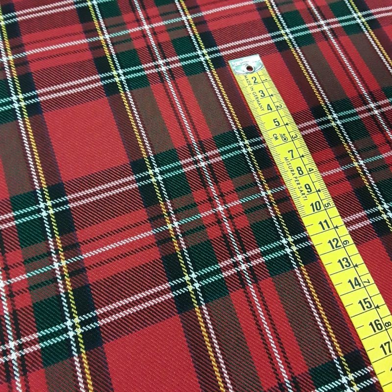 Tela de franela de cuadros escoceses rojos y verdes