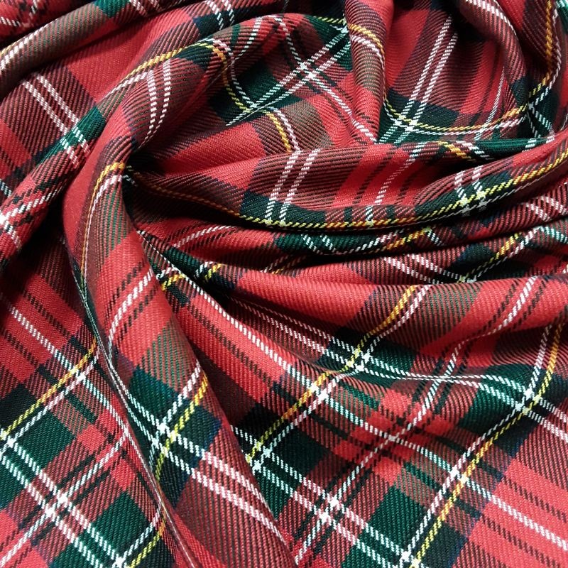 Tela de franela de cuadros escoceses rojos y verdes