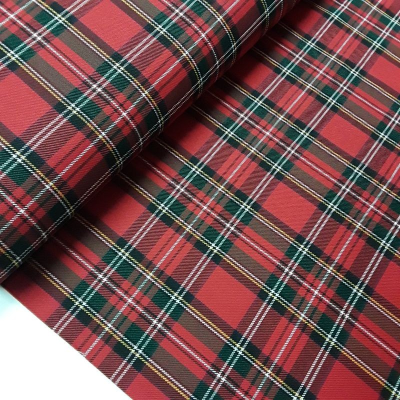 Tela de franela de cuadros escoceses rojos y verdes