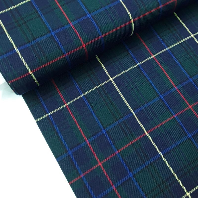 Tela de franela de cuadros escoceses azul marino y verde